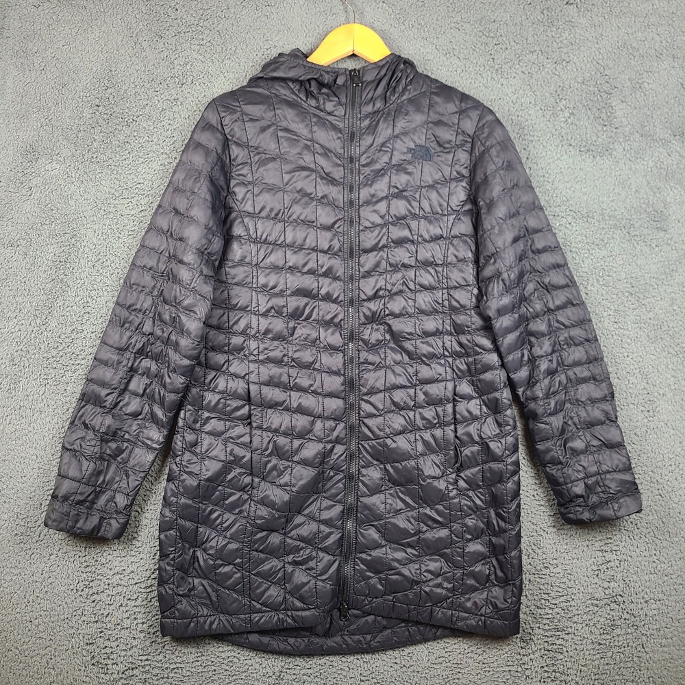 The North Face Womens ThermoBall Hooded Parka Black Quilted Puffer Jacket L